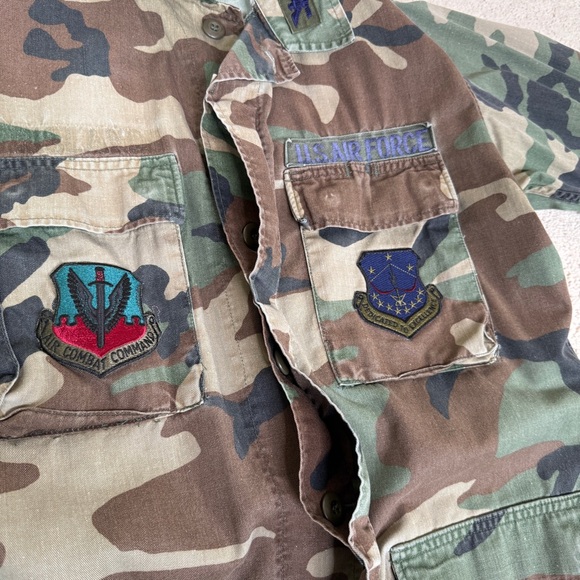 Vintage US Air Force Combat Camouflage Pattern Woodland Coat Jacket Small-Long - Picture 10 of 17